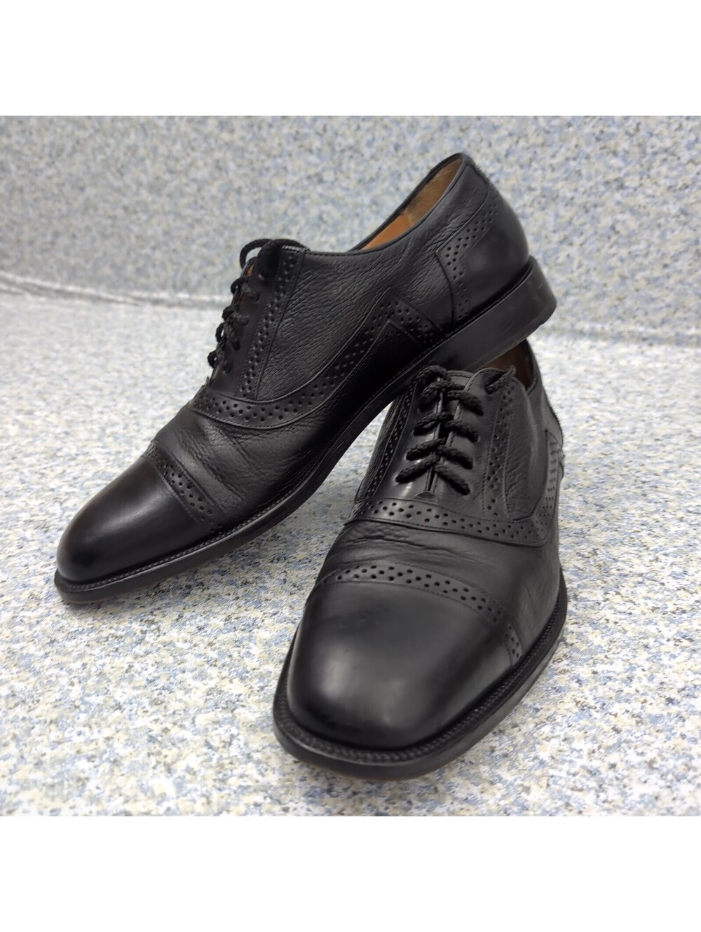 Mezlan Florence Black Semi-Brogue Cap Toe Oxford 10M